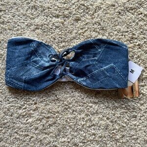 NWT San Lorenzo Denim Bandeau Bikini Top